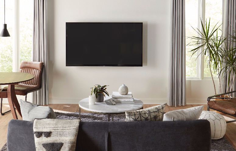 what to put under a mounted tv
