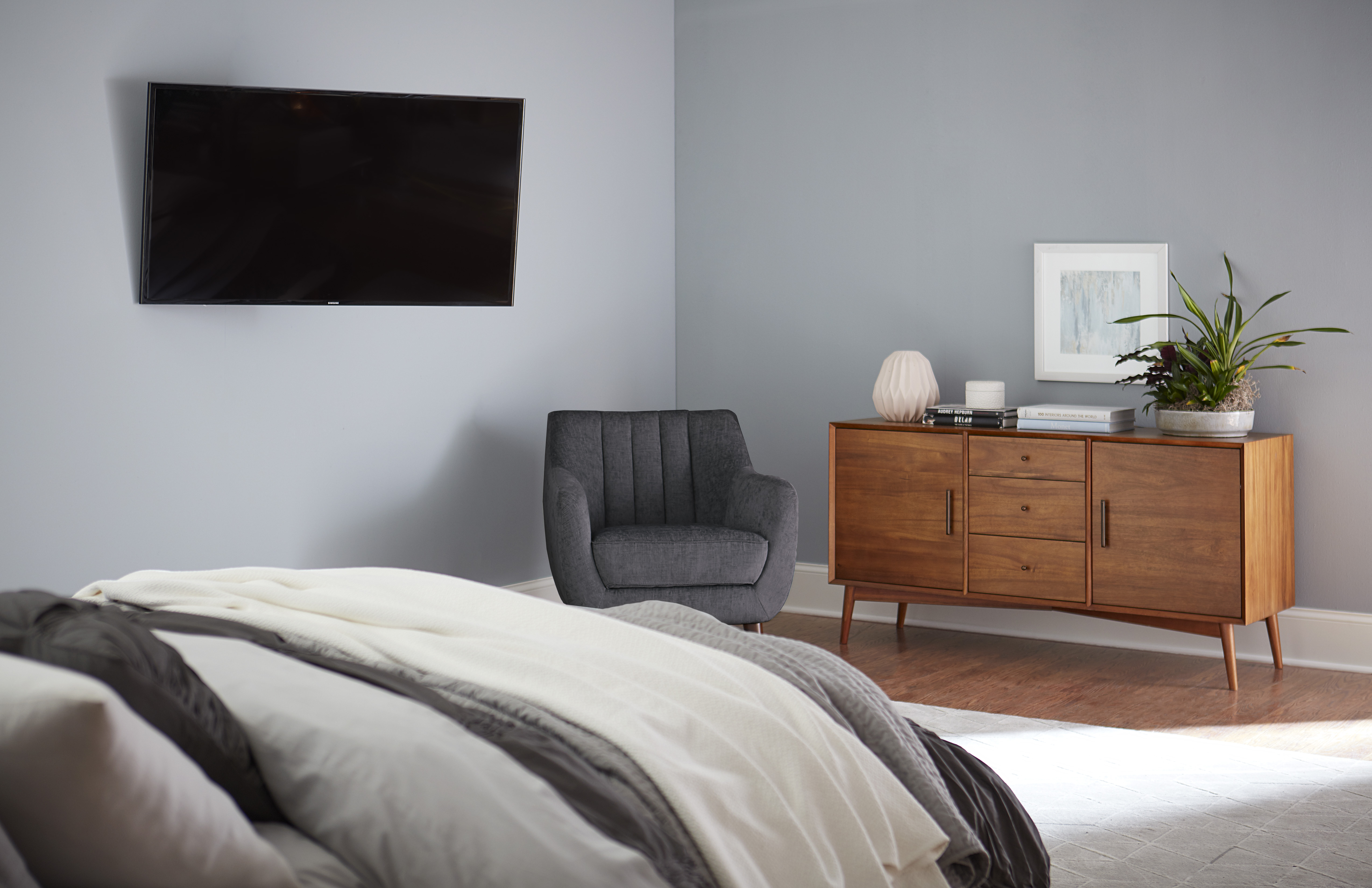 bedroom mounted TV height 
