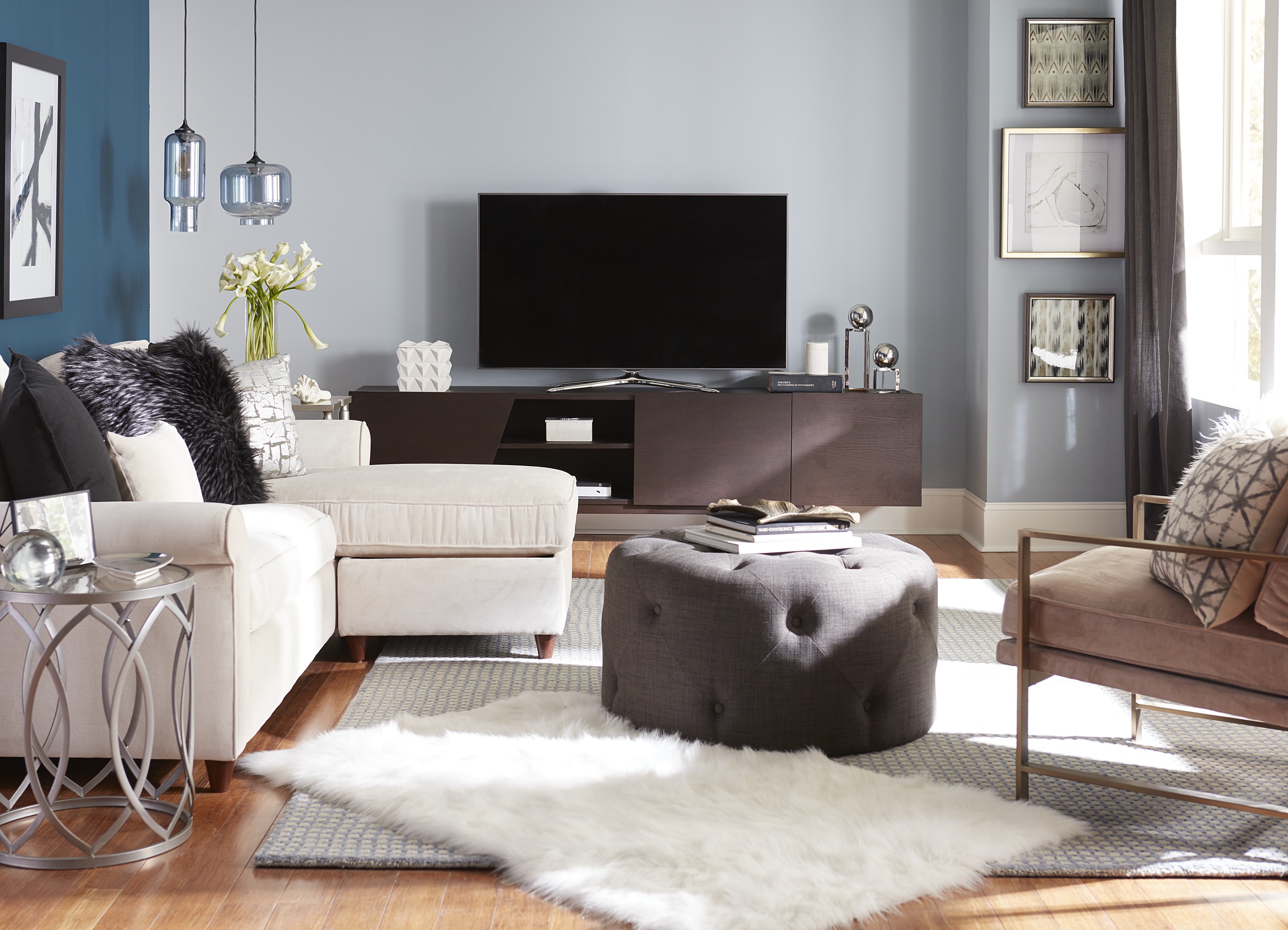 TV Mount or Entertainment Center - TV on Media Furniture