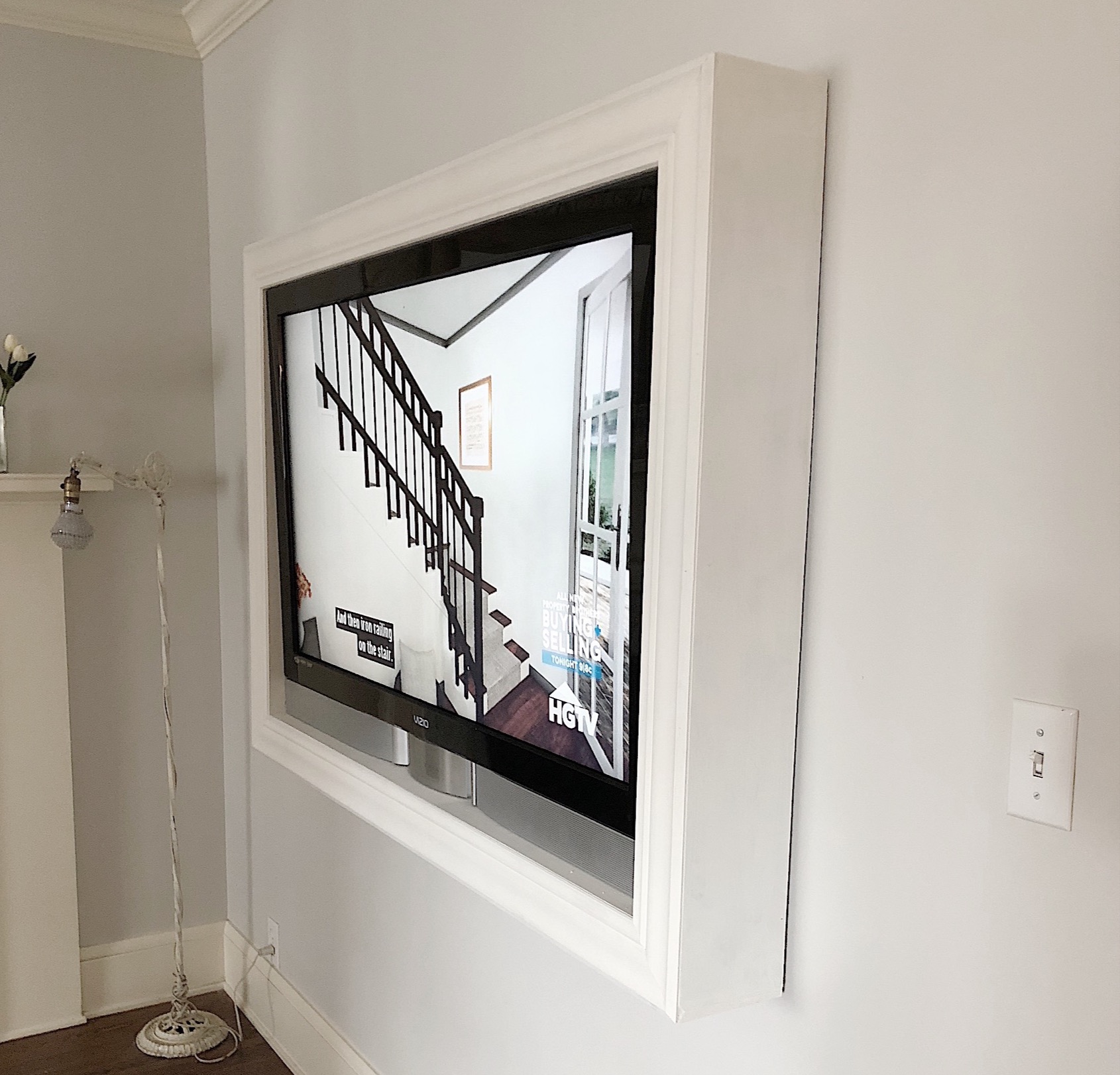 mounted TV with frame
